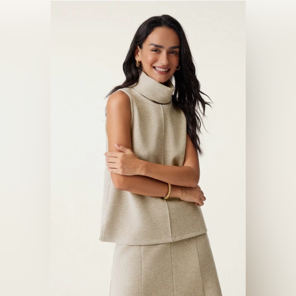 NWT OGL Sleeveless Turtleneck Sweater - Beige Size Small